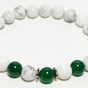 Howlite & Green Onyx Gemstone Beaded Bracelet